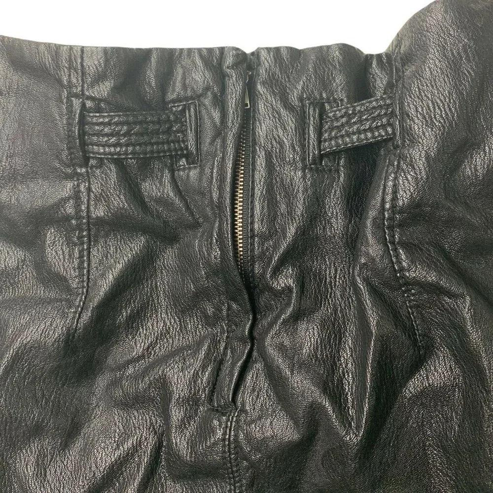 Free People Payton Paperbag Black Faux Leather Tie Waist Mini Skirt - Picture 9 of 11